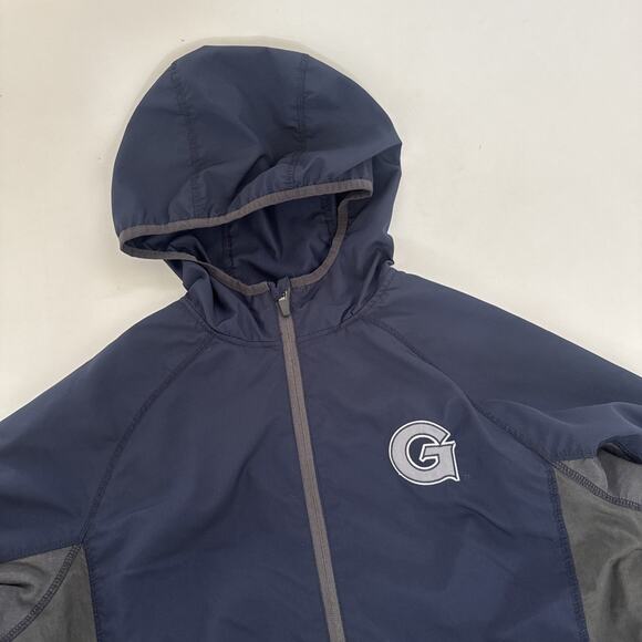 Vtg Colosseum Georgetown Hoyas Hooded Windbreaker Jacket Full Zip 90s Medium Y2K - Picture 2 of 9